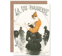 Artery8 La Vie Parisienne Port Fontaine des Mers Magazine Cover Sealed Greeting Card Plus Envelope Blank inside Parigi Copertina della rivista Copertina
