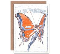 Artery8 La Vie Parisienne Summer Butterfly Magazine Cover Sealed Greeting Card Plus Envelope Blank inside Parigi Estate La farfalla Copertina della rivista Copertina