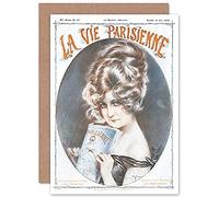 Artery8 La Vie Parisienne Woman Reading Magazine Cover Sealed Greeting Card Plus Envelope Blank inside Parigi Donna Copertina della rivista Copertina