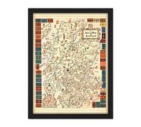 Artery8 Map Colortext 1935 Story Scotland Historic Pictorial Artwork Framed Wall Art Print 18X24 Inch Carta geografica Scozia Parete