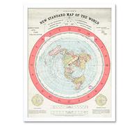 Artery8 Map Gleason 1892 World Time Calculator Flat Earth Art Print Framed Poster Wall Decor 12x16 inch Carta geografica Mondo Manifesto Parete