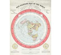 Artery8 Map Gleason 1892 World Time Calculator Flat Earth Large Wall Art Poster Print Thick Paper 18X24 Inch Carta geografica Mondo Parete Stampa poster