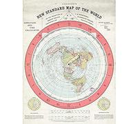 Artery8 Map Gleason 1892 World Time Calculator Flat Earth Unframed Wall Art Print Poster Home Decor Premium Carta geografica Mondo Parete Manifesto Casa