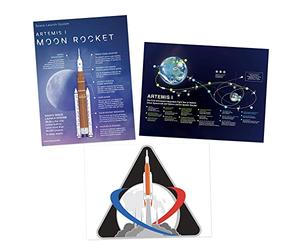 Artery8 NASA Artemis 1 Moon Mission Rocket Space Launch System Flight Test Mission Badge Emblem Wall Art Print Poster Pack of 3