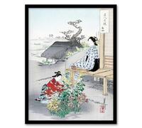 Artery8 Ogata Gekko Caring For The Chrysanthemums Framed Wall Art Print Home Décor A3