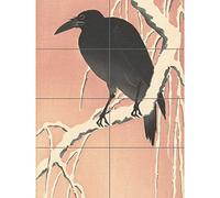 Artery8 Ohara Koson Crow On Snowy Branch Japanese Painting XL Giant Panel Poster (8 Sections) Neve giapponese Pittura Manifesto