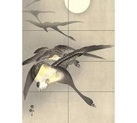 Artery8 Ohara Koson Geese At Full Moon Japanese Painting XL Giant Panel Poster (8 Sections) Luna giapponese Pittura Manifesto