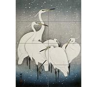 Artery8 Ohara Koson Group Of Egrets Japanese Painting XL Giant Panel Poster (8 Sections) Gruppo giapponese Pittura Manifesto
