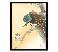 Artery8 Ohara Koson Peacock On A Cherry Blossom Tree Framed Wall Art Print Home Décor A4