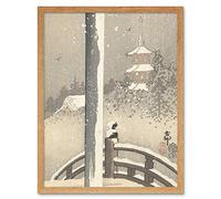Artery8 Ohara Koson Torii Gate In The Snow Bird Japanese Art Print Framed Poster Wall Decor 12x16 inch Neve Uccello giapponese Manifesto Parete