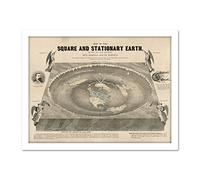 Artery8 Orlando Ferguson Vintage Map of the Square and Stationary Earth Flat Earth Artwork Framed Wall Art Print 18X24 Inch