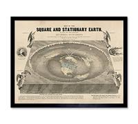 Artery8 Orlando Ferguson Vintage Map of the Square and Stationary Earth Flat Earth Artwork Framed Wall Art Print 9X7 Inch