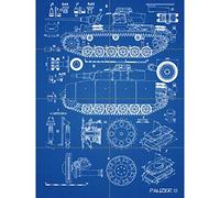 Artery8 Panzer III 3 German Medium Tank Blueprint Plan XL Giant Panel Poster (8 Sections) Tedesco Serbatoio Blu Manifesto