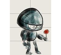Artery8 Robot With Flower Illustration XL Giant Panel Poster (8 Sections) Fiore Illustrazione Manifesto
