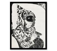Artery8 Samuel J De Mesquita Masked Woman with Cape Framed Wall Art Print Home Décor A3