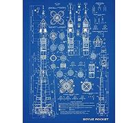 Artery8 Soyuz Rocket USSR Soviet Space Blueprint Plan Unframed Wall Art Print Poster Home Decor Premium Razzo Unione Sovietica sovietico Spazio Blu Parete Manifesto Casa