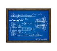 Artery8 SR-71 Blackbird Habu US Aircraft Spy Plane Blueprint Plan Artwork Framed Wall Art Print 18X24 Inch Aereo Blu Parete