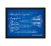 Artery8 SR-71 Blackbird Habu US Aircraft Spy Plane Blueprint Plan Artwork Framed Wall Art Print 18X24 Inch Aereo Blu Parete