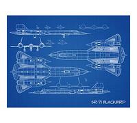 Artery8 SR-71 Blackbird Habu US Aircraft Spy Plane Blueprint Plan Large Wall Art Poster Print Thick Paper 18X24 Inch Aereo Blu Parete Stampa poster