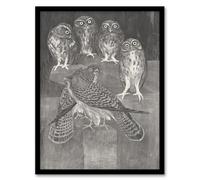 Artery8 Theo van Hoytema Four Owls and Two Kestrels Framed Wall Art Print Home Décor A3