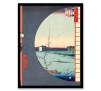 Artery8 Utagawa Hiroshige View From Suijin Shrine Massaki Framed Wall Art Print Home Décor A4