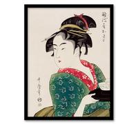 Artery8 Utamaro Kitagawa Naniwaya Okita Portrait Framed Wall Art Print Home Décor A3
