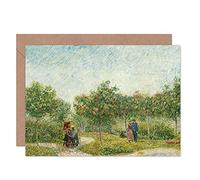 Artery8 Vincent Van Gogh Garden in Montmarte with Lovers Fine Art Greeting Card Plus Envelope Blank Inside Giardino Amore