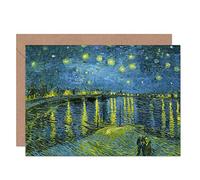 Artery8 Vincent Van Gogh Starry Night Over Rhone Fine Art Greeting Card Plus Envelope Blank Inside Stella Notte
