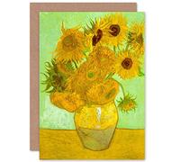 Artery8 Vincent Van Gogh Twelve Sunflowers Fine Art Greeting Card Plus Envelope Blank Inside