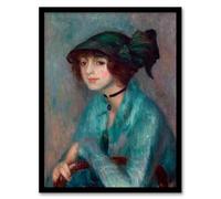 Artery8 William James Glackens The Brunette Woman Portrait Framed Wall Art Print Home Décor A4