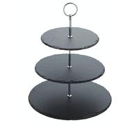 Artesà Set da Portata per Torte a Tre Piani in Ardesia, Set per Torte in Piedi, 28,5x34,5cm, Confezione Regalo