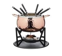 Artesà Set per Fonduta con 6 Forchette e Ciotola in Acciaio Inox, Ciotola in Ceramica, Supporto in Metallo e Bruciatore a Doppio Combustibile per Cioccolato, Formaggio o Carne