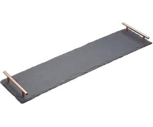 Artesà Vassoio in Ardesia con Manici in Rame, Perfetto per Buffet e Pranzi, 60 x 15cm, Nero