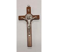 ArteSacraCaravaggio Crocifisso da parete di San benedetto da Norcia cm 19 x 10 in legno di faggio produzione artigianale italiana