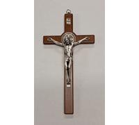 ArteSacraCaravaggio Crocifisso da parete di San benedetto da Norcia cm 24 x 12 in legno di faggio produzione artigianale italiana