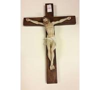 ArteSacraCaravaggio Crocifisso da parete in marmo resina decorato a mano, cm 39 x 25,5 produzione artigianale
