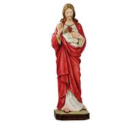 ArteSacraCaravaggio Statua del Sacro Cuore di Gesù, in marmo resina cm 50 (19,68 inches), per interni ed esterni, decorata a mano, produzione artigianale italiana