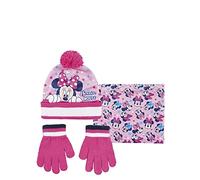 Disney Minnie Mouse da 3-7anni Cappello Pompon con Scaldacollo Guanti Invernale