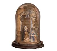 Artesughero Presepe Grande Completo di Pastori/Statuine in Campana di Vetro con base in Legno 14x22cm