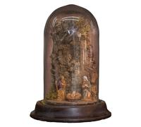 Artesughero Presepe Piccolo Completo di Pastori/Statuine in Campana di Vetro con base in Legno 8x12cm