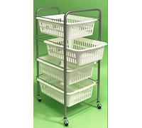 Artex Milano 4" Cucina Carrello con 4 Mensole e Ruote, 32 cm Lunghezza x 38 cm Larghezza x 67 cm Altezza, Bianco