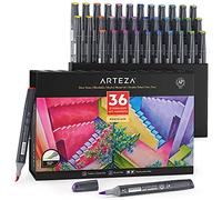 ARTEZA Art - Pennarelli per alcol, set di 36 colori, toni deco, scalpello medio e punta per pennello, forniture artistiche per disegno e schizzi