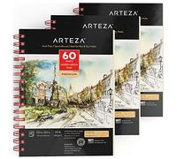 Arteza Blocco per supporti misti, 60 fogli per schizzi, 14 x 21,6 cm, perfetto per supporti bagnati e asciutti, schizzi, disegni e altro ancora, confezione da 3