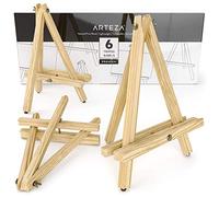 ARTEZA Cavalletto Pittura Treppiede, (30,5 cm), Set da 6, Legno di Pino Naturale con Gambe Antiscivolo, Ideale come Supporto per Tele Piccole e Medie