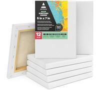 Arteza, Confezione da 12 tele tesate da 12,7 x 17,8 cm, bianche e vuote, in 100% cotone, con imprimitura in gesso da 28,34 g, per colata acrilica e pittura a olio