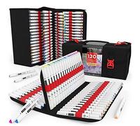ARTEZA Everblend Art Markers, Set di 120 pennarelli colorati a base d’alcol, a doppia punta (fine e larga a scalpello), per schizzi, dipingere, colorare e disegnare, con custodia con 144 scomparti