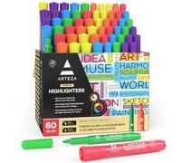 ARTEZA Evidenziatori Professionali Colorati Set da 60 Markers (30 Punta Fine a Scalpello, 30 Punta Grossa a Scalpello, in 6 Colori Assortiti), Ideali per Evidenziare e Disegno per Adulti e Bambini