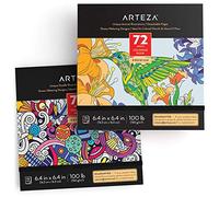 ARTEZA Libri da Colorare per Adulti, Immagini Fantasia e Animali da Colorare, 2 Pz, 144 Fogli Totali, 150 g/m2, 16,3x16,3 cm, Pagine Staccabili, Passatempo per Adulti, Colora Via l'Ansia e lo Stress