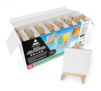 ARTEZA Mini Tele per Dipingere Bianche 100% Cotone con Cavalletti in Legno, Set Tele per Pittura da 14 Pz. Già Pronte 7,6x7,6 cm. Per Colata Acrilica, Pittura ad Olio e Altre Tecniche a Base d'Acqua