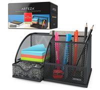 ARTEZA Organizer Scrivania in Metallo a Rete Nero con Cassetto, Design Multi-Funzionale da Tavolo a 6 Scomparti Porta Forniture e Accessori per Ufficio come Penne, Matite, Notes, Pinzatrice e Forbici